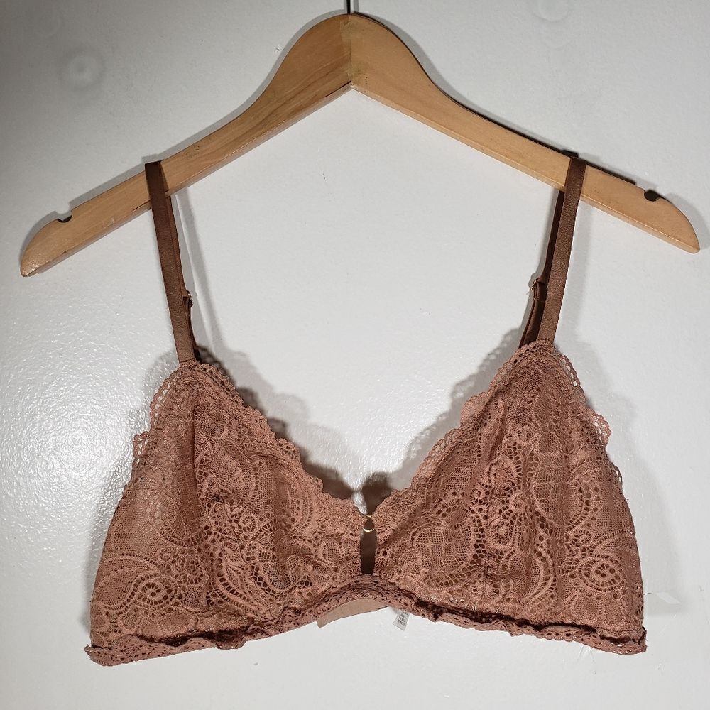 Aerie Neutral Lace Triangle Bralette Size L
